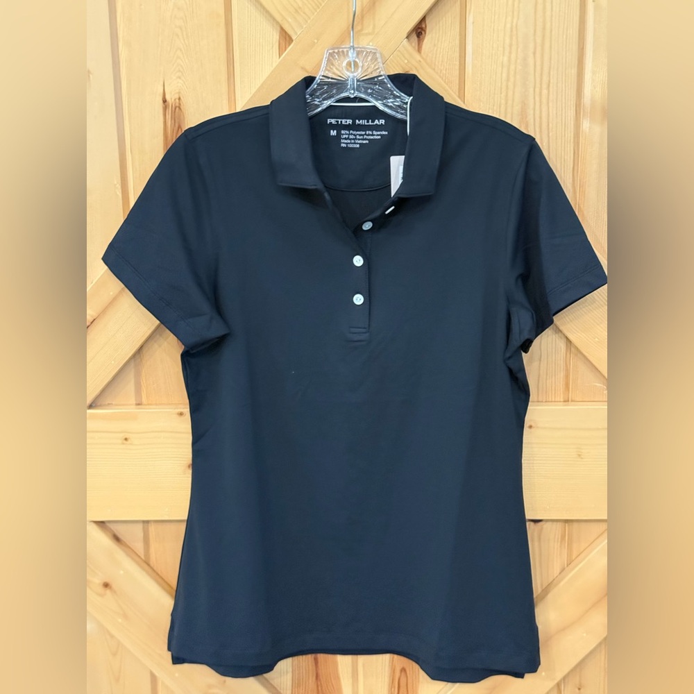 NWT, Peter Millar Womenswear Black Polo, Sz M
